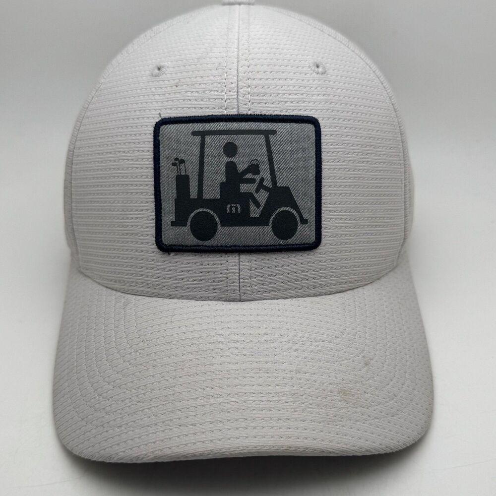 Golf Cart Patch Golf Hat Cap White Gray Snapback Performance
